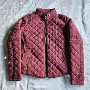Dark Red Quilted Jacket